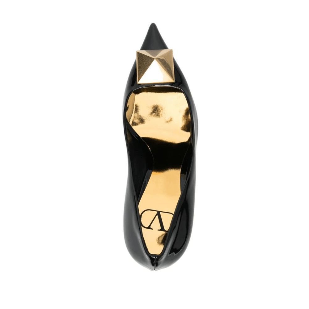 Valentino Garavani One Stud 100mm Pointed-toe Patent Leather Pumps EU 40 Black - Picture 5 of 11